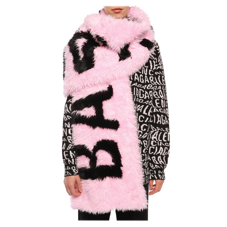 Balenciaga Oversized Faux Fur Logo Pink Scarf (46699286) at 1stDibs |  balenciaga fur scarf