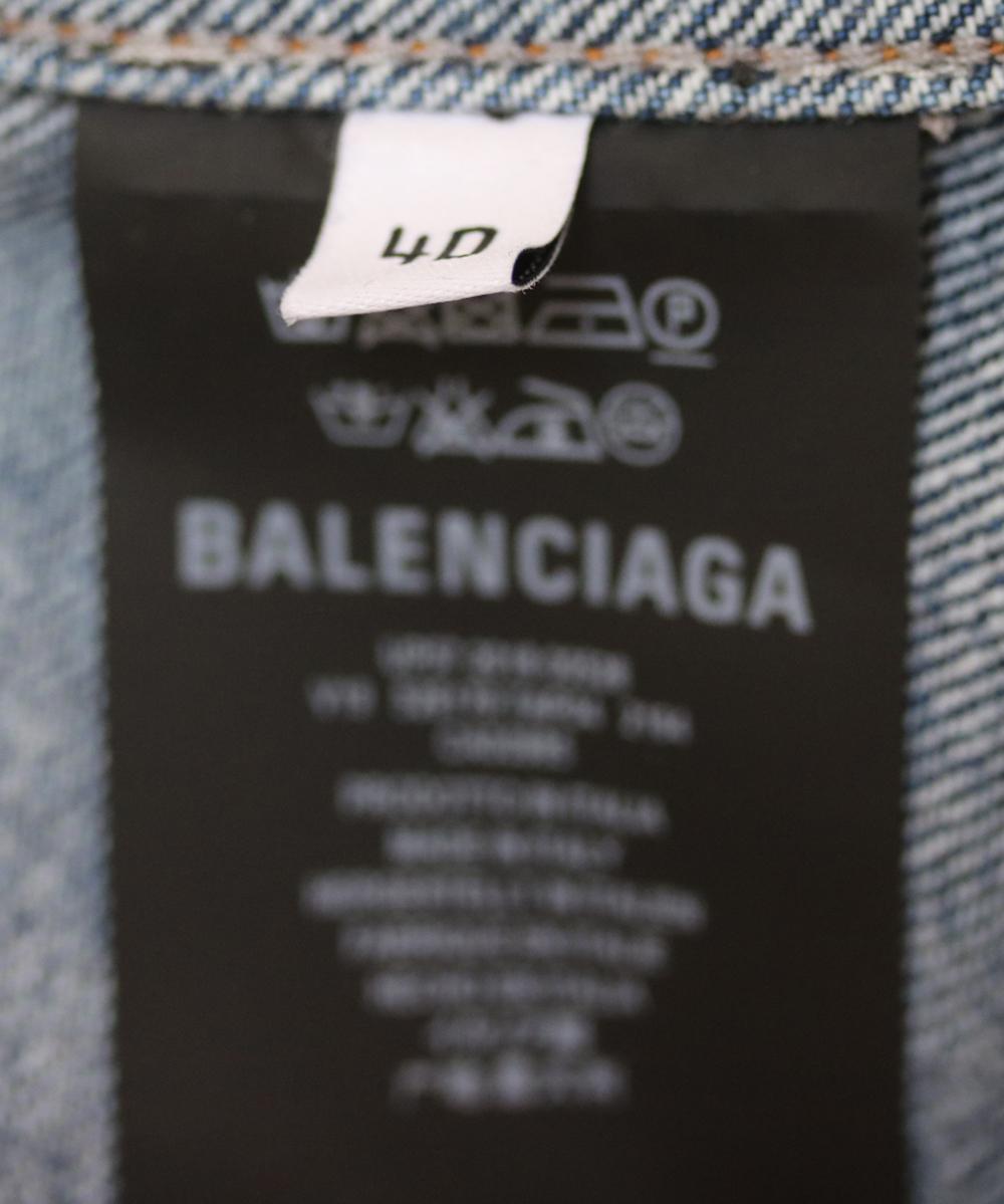 Gray Balenciaga Oversized Graffiti-Printed Denim Jacket