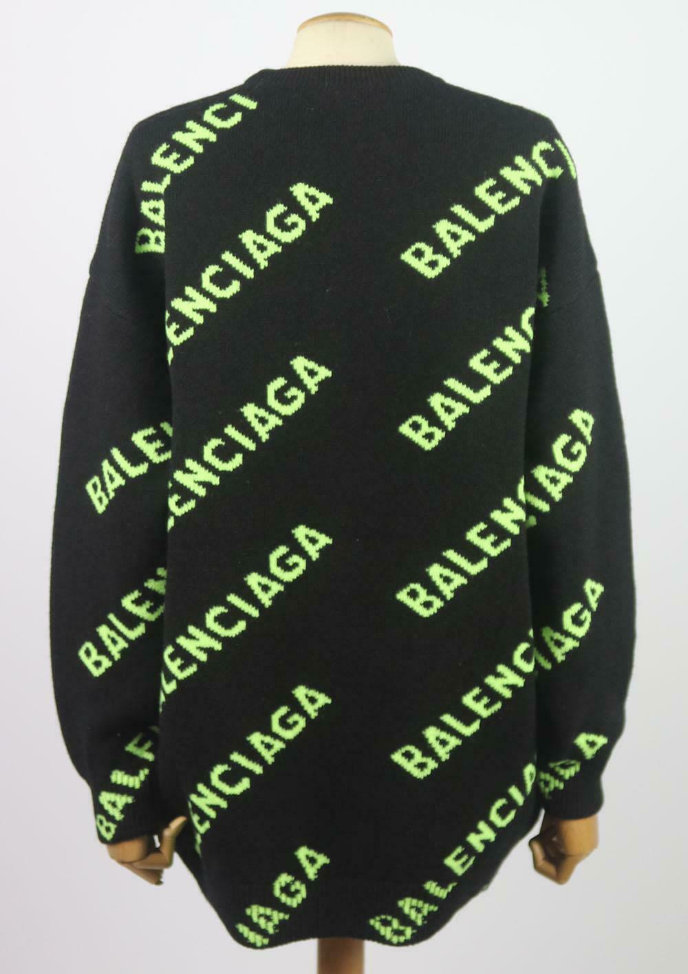 Black Balenciaga Oversized Intarsia Wool Blend Sweater