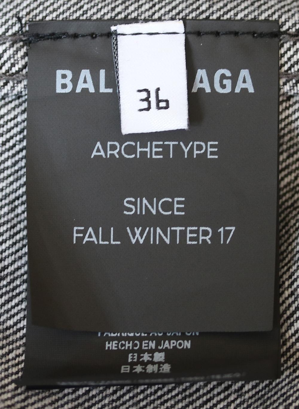Black Balenciaga Oversized Logo-Embossed Denim Jacket