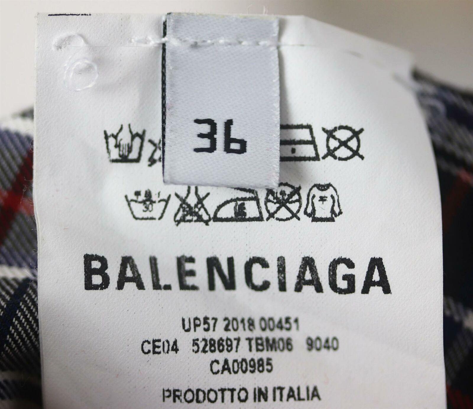 Balenciaga Oversized Printed Checked Brushed Cotton Shirt In Excellent Condition In London, GB