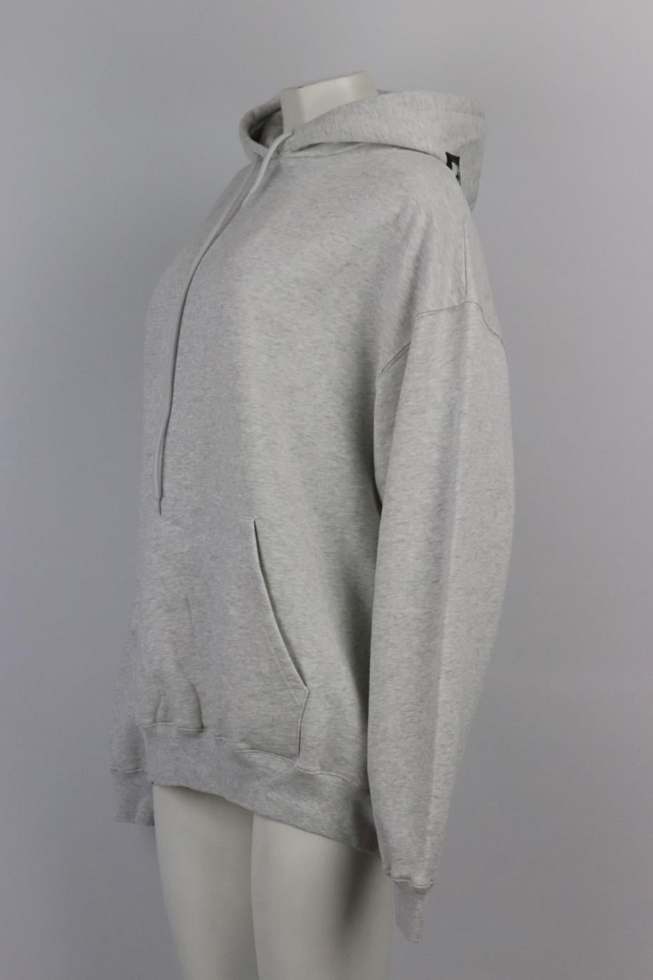 Gray Balenciaga Oversized Printed Cotton Jersey Hoodie Large