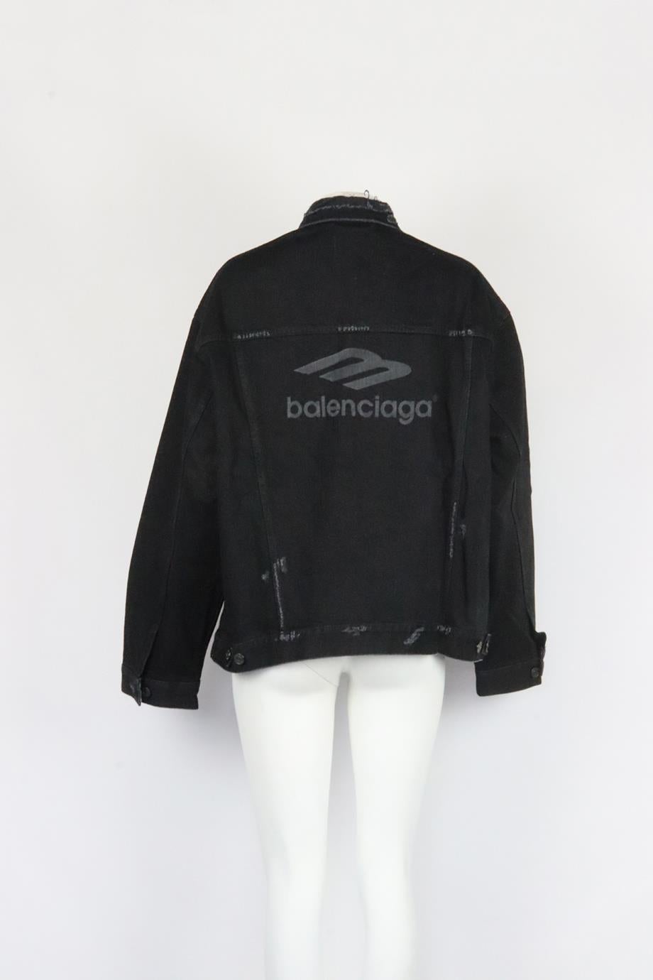 Balenciaga Oversized Printed Denim Jacket Xsmall In Excellent Condition In London, GB