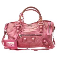 Vintage Balenciaga Oxford Pink Leather The City 2way 859rl151