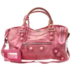 Used Balenciaga Oxford The City 2way 870151 Pink Leather Shoulder Bag