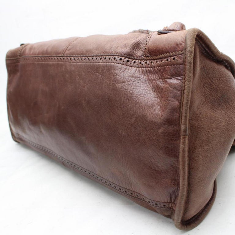 Balenciaga Oxford The First City Handbag 868288 Brown Leather Shoulder ...