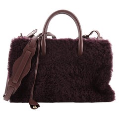 Balenciaga Padlock Nude Work Tote Fur with Leather XS