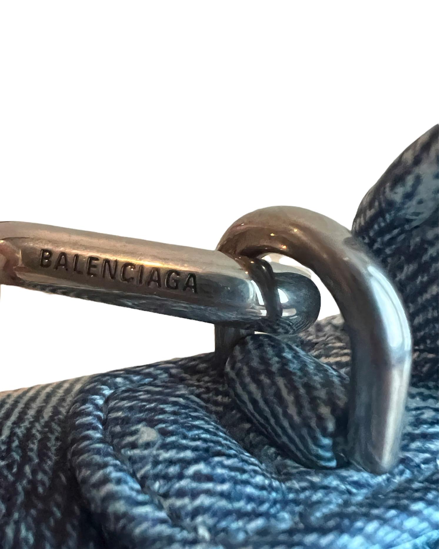 Bemalte blaue Denim Sanduhr-Umhängetasche für den Schulterbereich von Balenciaga  für Damen oder Herren