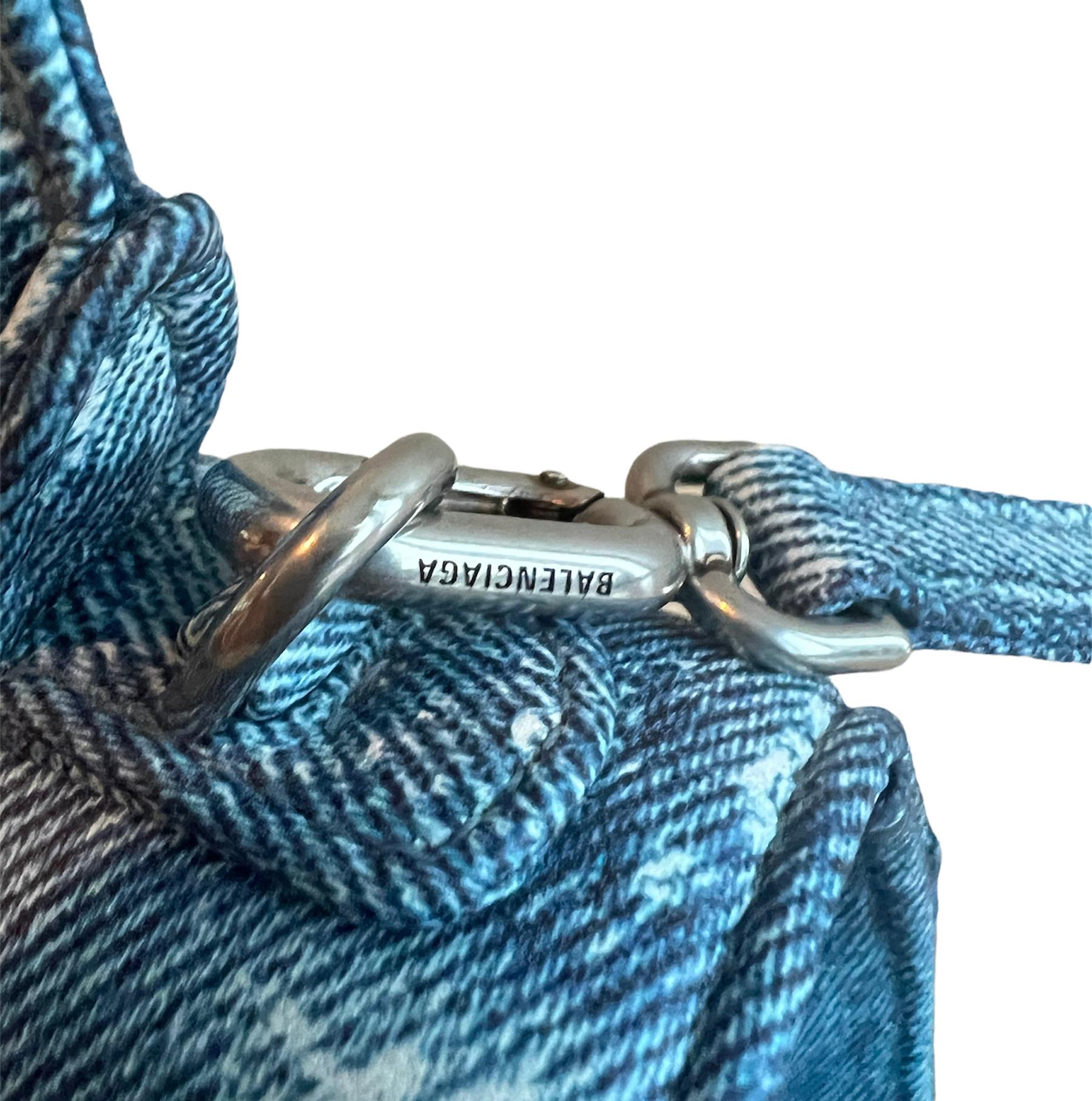 Gray Balenciaga Painted Blue Denim Hourglass Small Crossbody Handbag 