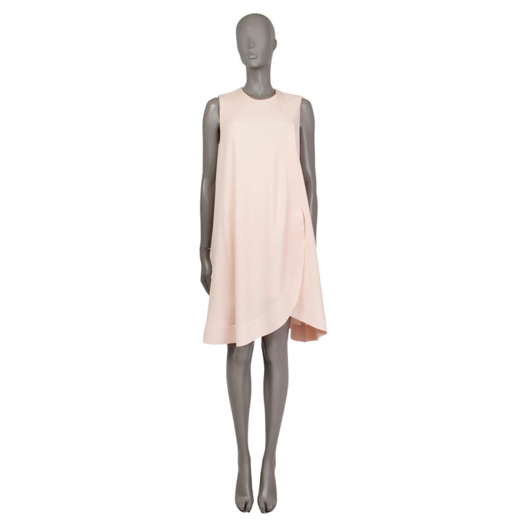 BALENCIAGA pale pink polyester SLIT A-LINED Dress 40 M For Sale at 1stDibs