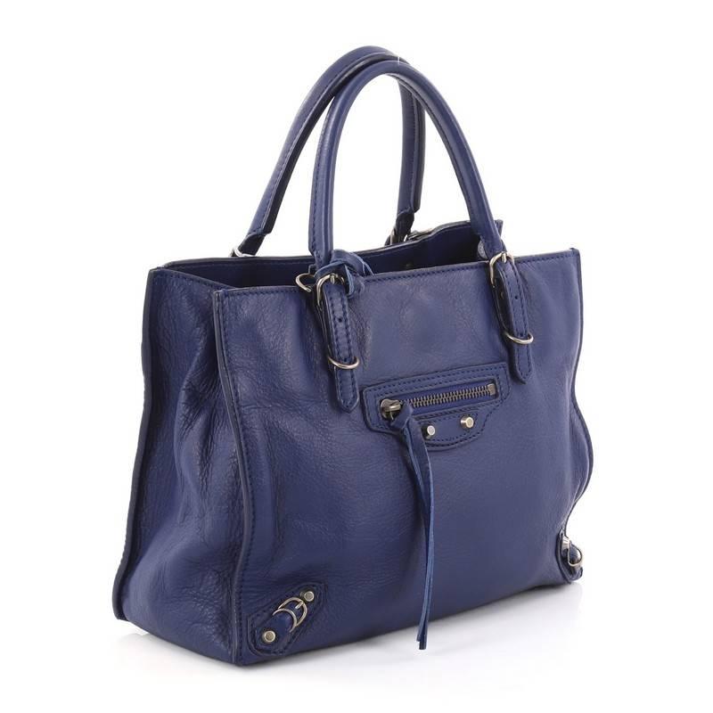 Purple Balenciaga Papier A4 Classic Studs Handbag Leather Mini