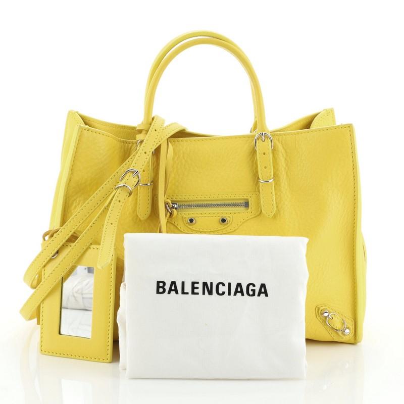 Yellow Balenciaga Papier A4 Zip Around Classic Studs Bag Leather Mini