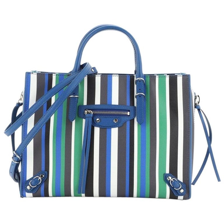 Balenciaga Papier A4 Zip Around Classic Studs Bag Striped Leather Mini at  1stDibs