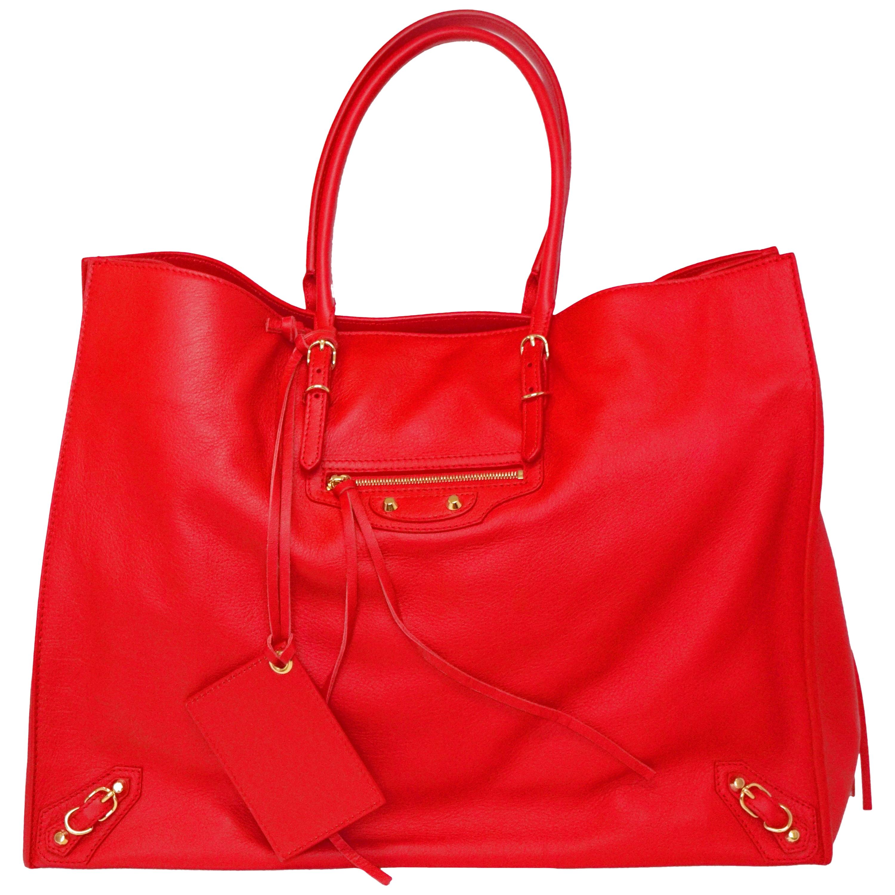 Balenciaga Papier A4 Zip-Around Tote in Red Calfskin Leather, Fall/Winter 2016  