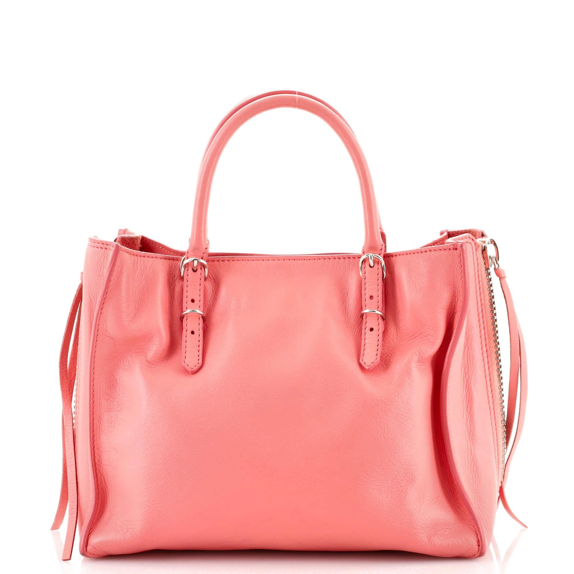 Pink Balenciaga Papier A6 Zip Around Classic Studs Bag Leather