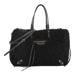 Balenciaga Papier B4 Zip Around Classic Studs Handbag Shearling