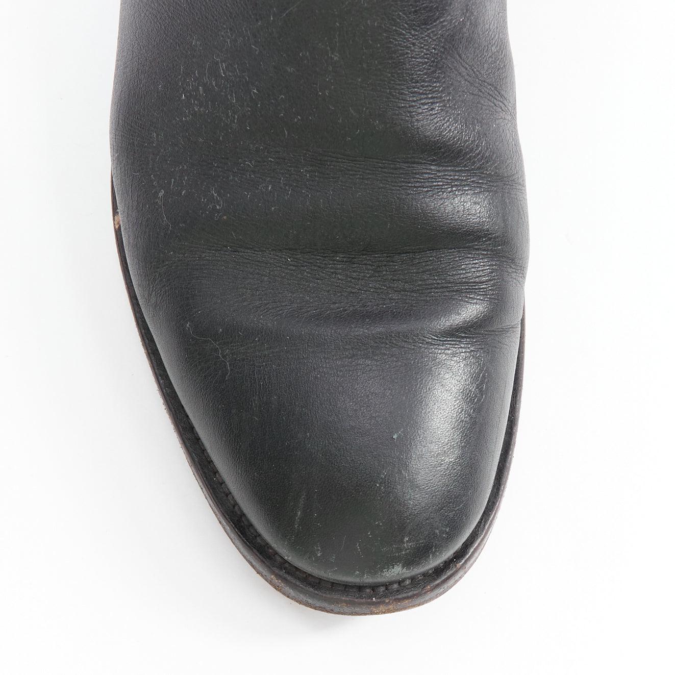 BALENCIAGA Papier Chelsea black leather silver buckles jodphur boots EU38 1