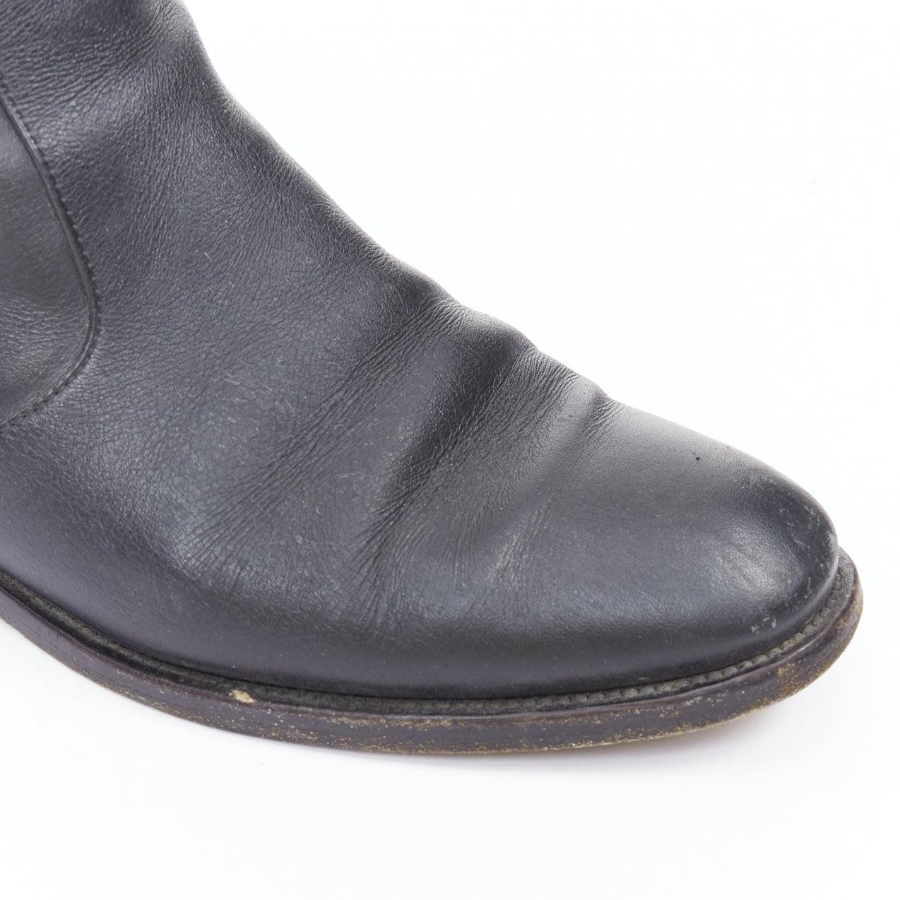 BALENCIAGA Papier Chelsea black leather silver buckles jodphur boots EU38 2
