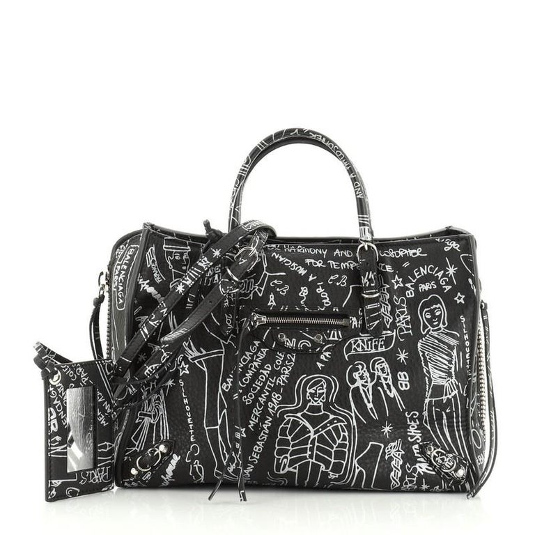 Balenciaga Papier Graffiti A6 Zip Around Classic Studs Bag Leather at ...
