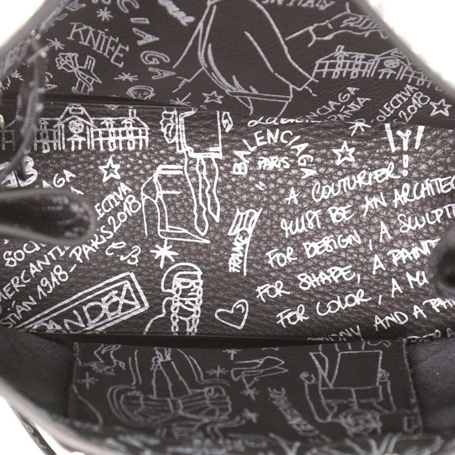 Balenciaga Papier Graffiti A6 Zip Around Classic Studs Bag Leather At 1stdibs