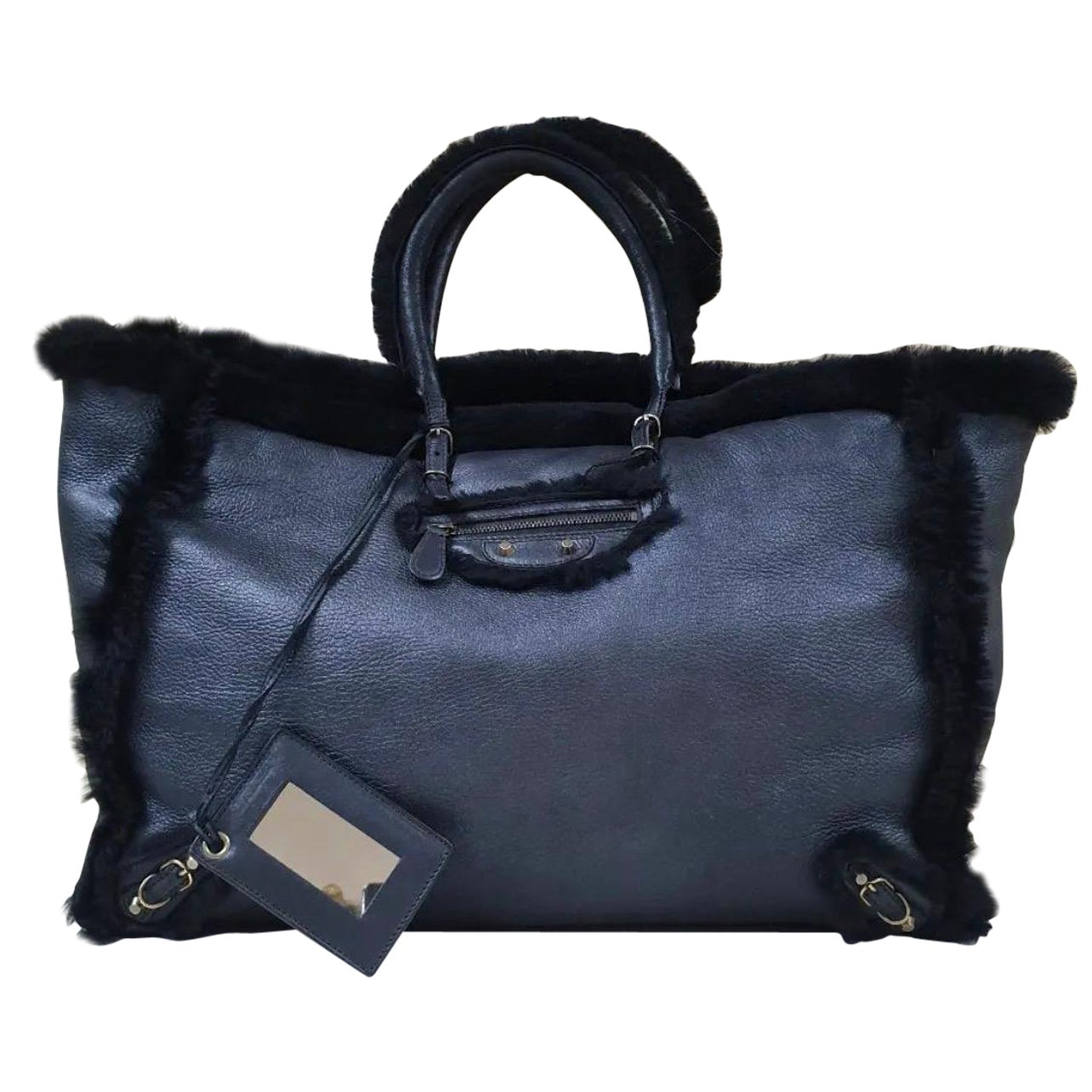 Balenciaga - Sac ledger en peau de mouton papier