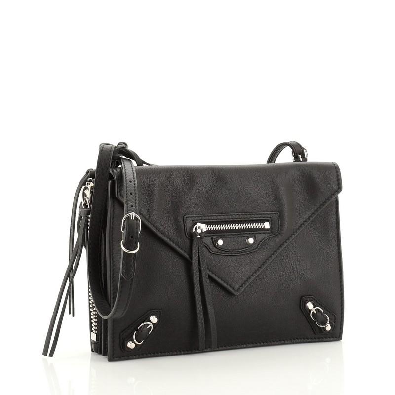 Black Balenciaga Papier Triple Zip Around Crossbody Bag Leather XS