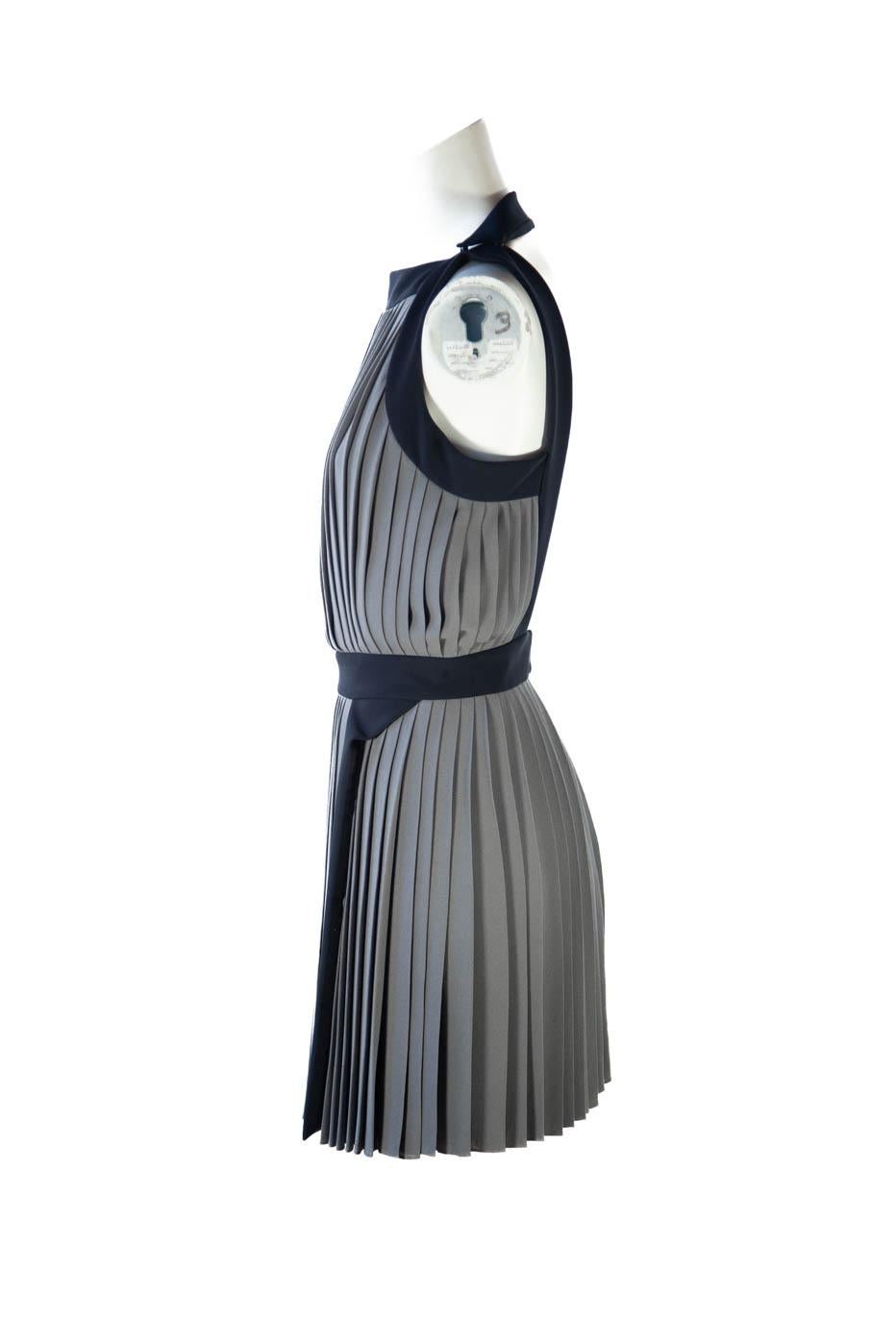 Balenciaga Paris, Pleated Grey and Black Trim, Open-Back Dress, 2000s

Excellent condition.

Size 36
