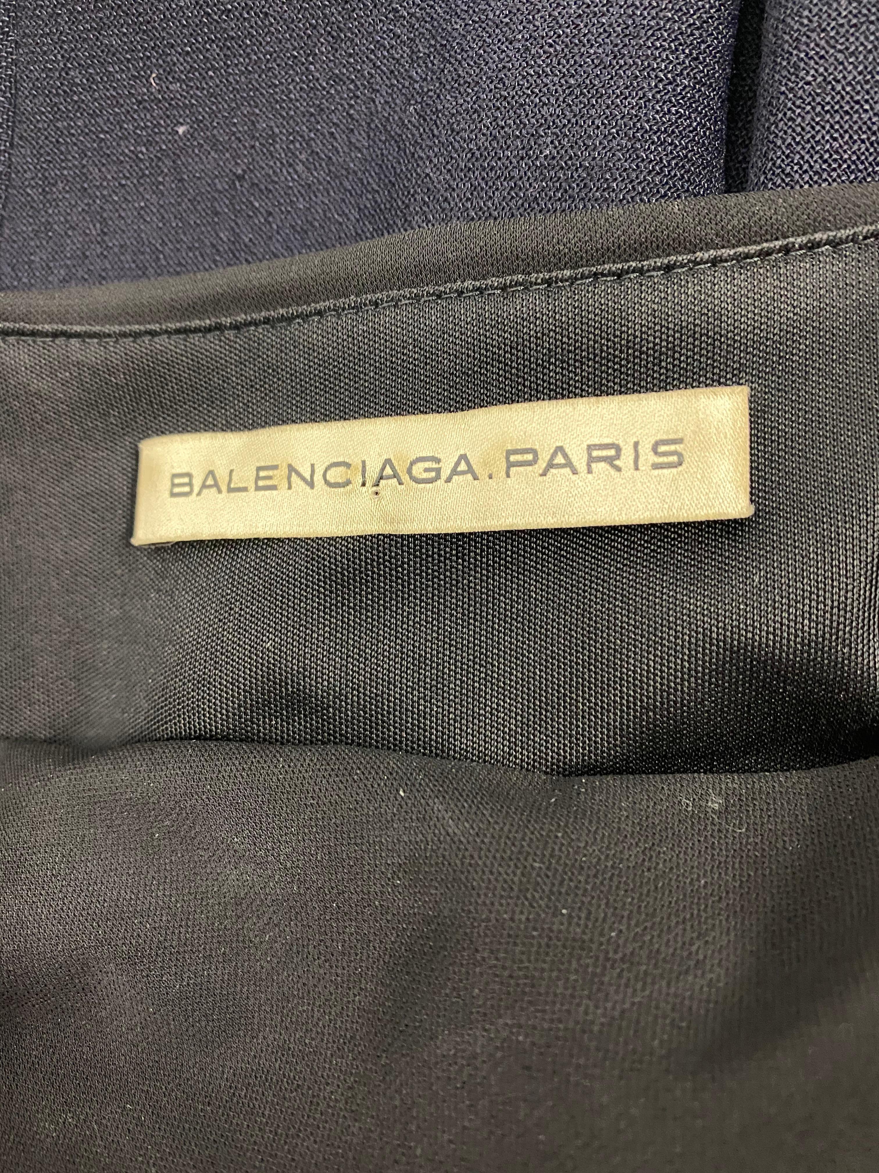 Balenciaga Paris Black and Navy Short Sleeves Dress, Size 40 For Sale 2