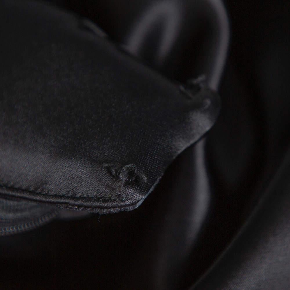 Balenciaga Paris Black Satin Draped Neck Detail Evening Gown M In Good Condition In Dubai, Al Qouz 2