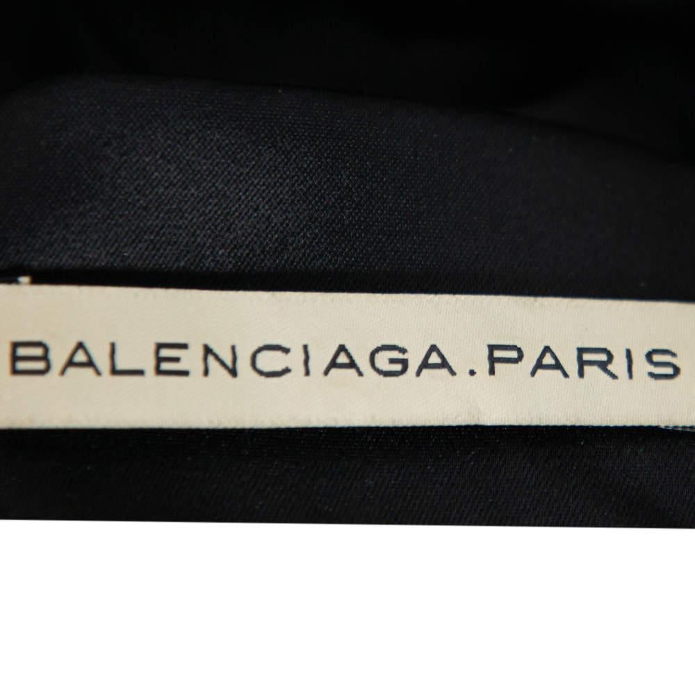 Balenciaga Paris Black Satin Draped Neck Detail Evening Gown M 2