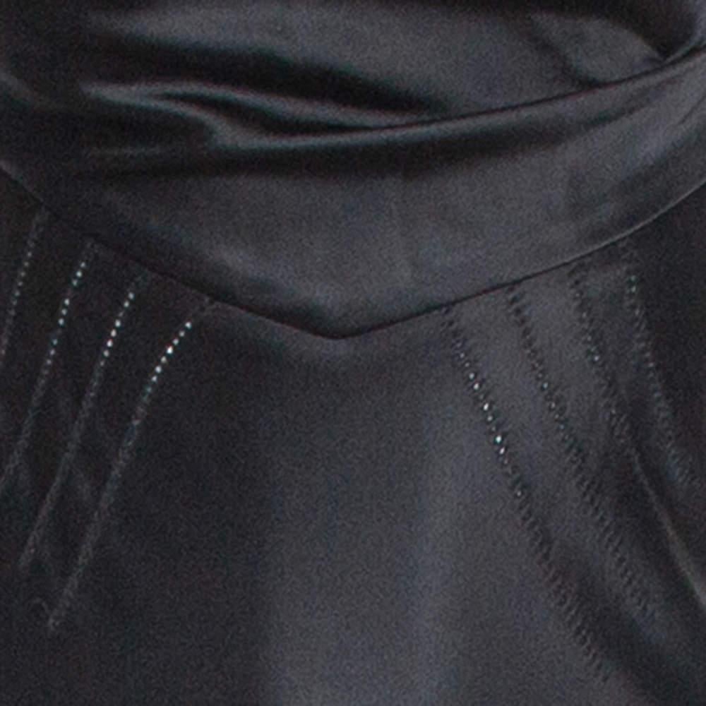 Balenciaga Paris Black Satin Draped Neck Detail Evening Gown M 4