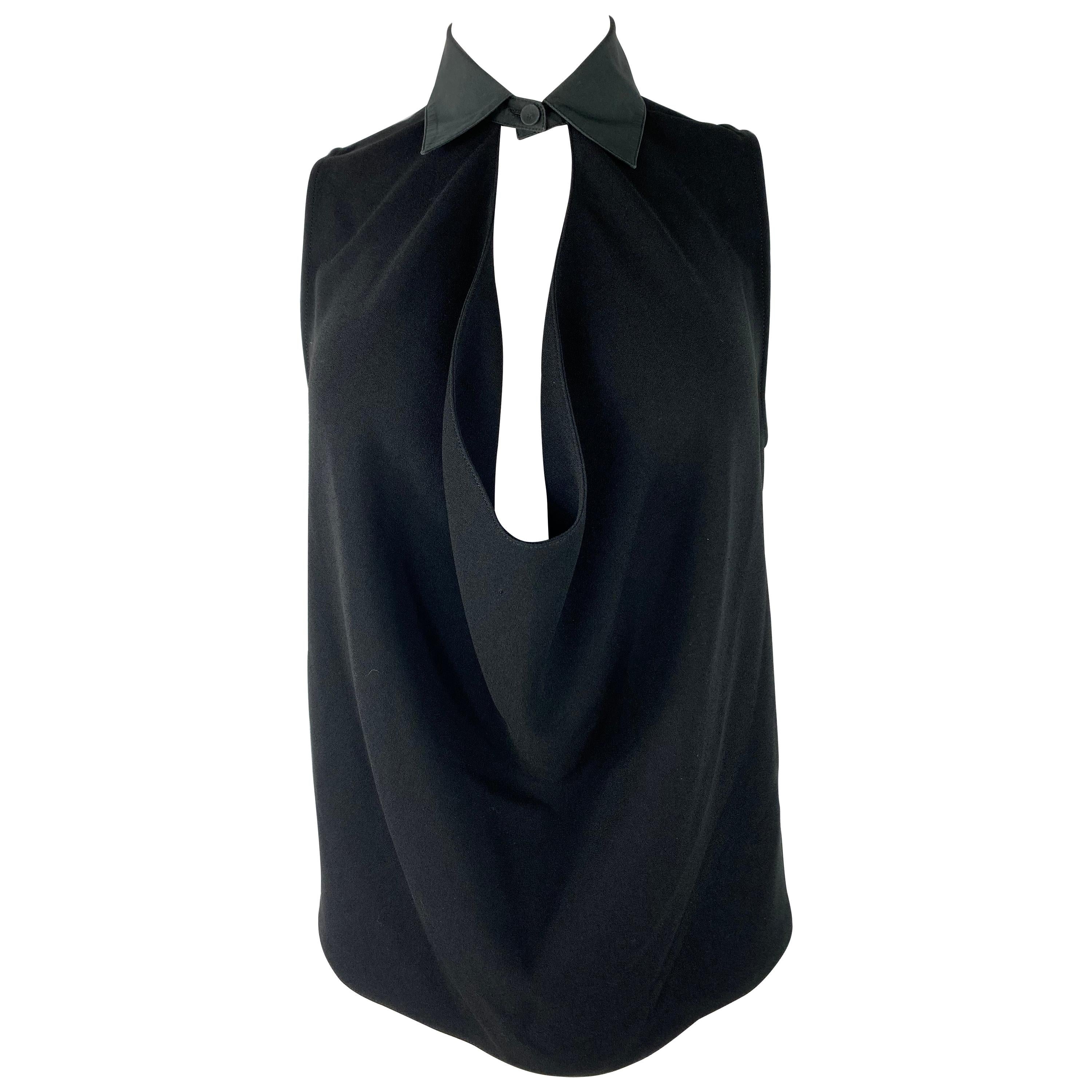 Balenciaga Paris Black Sleeveless Top Blouse, Size 38