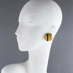 Balenciaga Paris Gilded Clip Earrings with Black Enamel