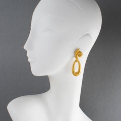 Balenciaga Paris Gilded Textured Dangle Clip Earrings