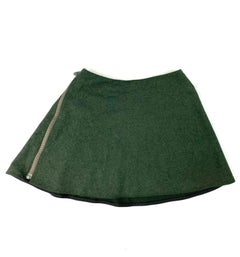 Balenciaga Paris Green Wool Mini Skirt, Size 36