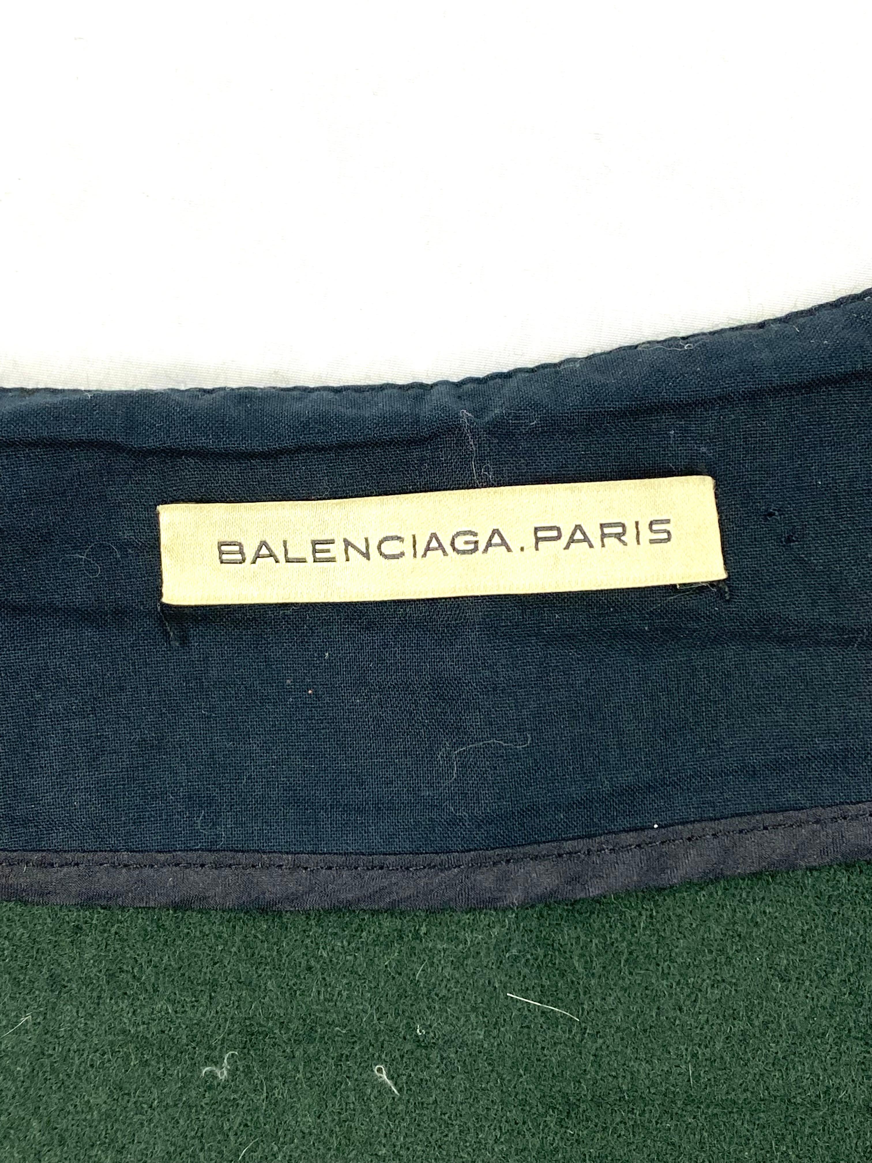 Black Balenciaga Paris Green Wool Mini Skirt, Size 36 For Sale