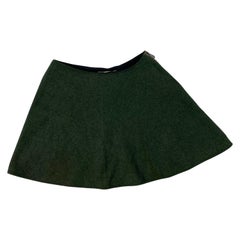 Vintage Balenciaga Paris Green Wool Mini Skirt, Size 36