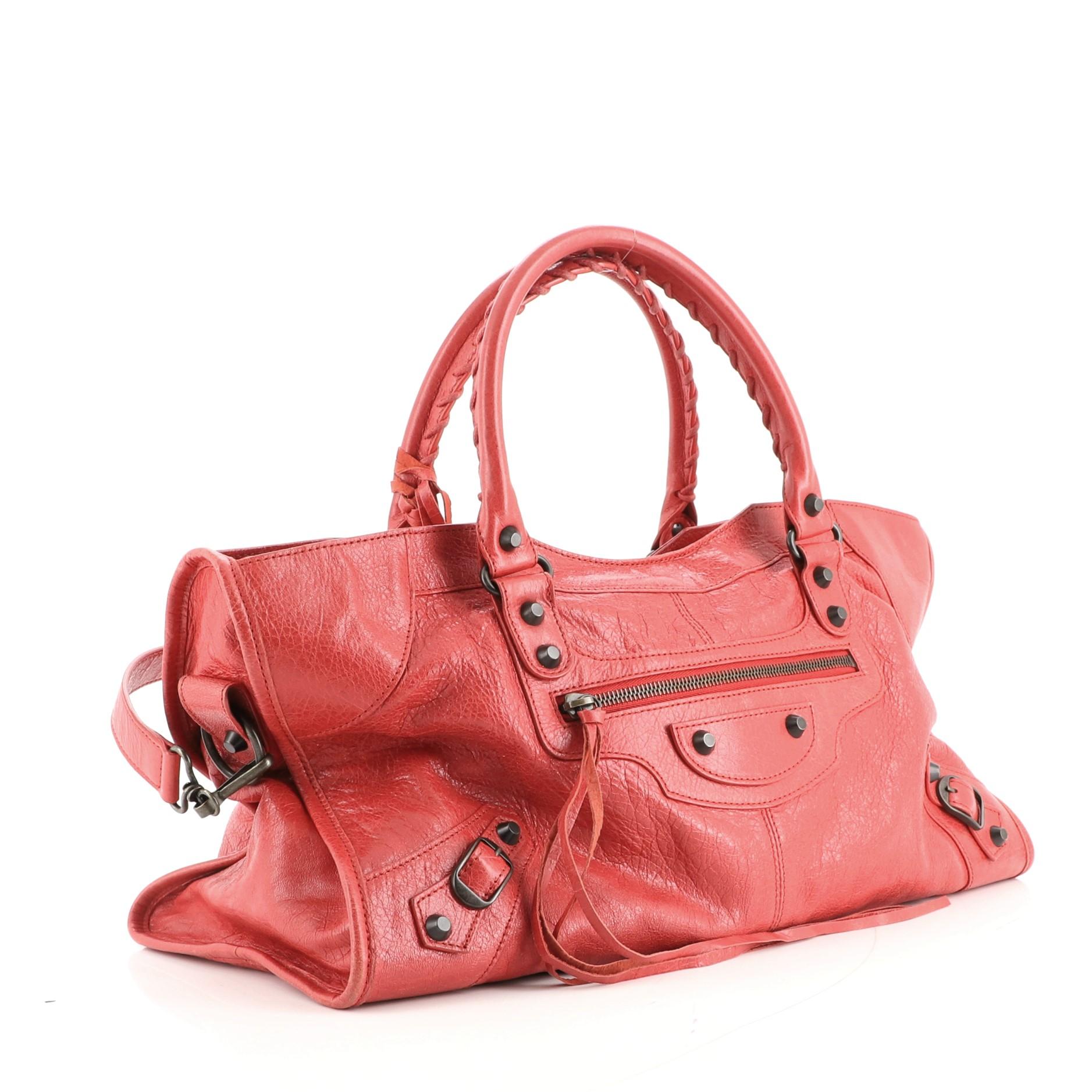 Klassische Nietentasche aus Leder von Balenciaga Part Time (Orange)