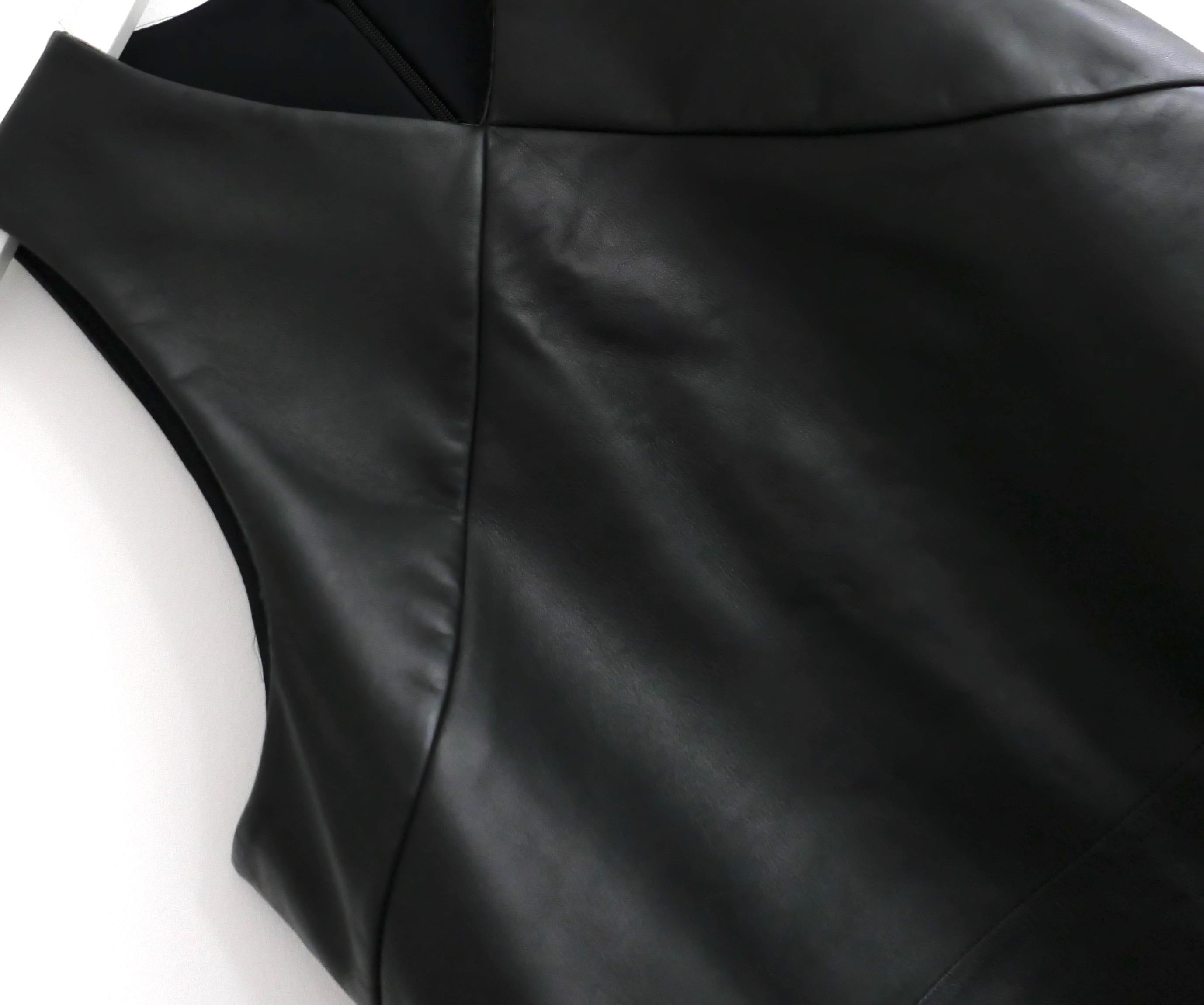 Balenciaga Patch Pocket Black Leather A-Line Dress In Excellent Condition In London, GB