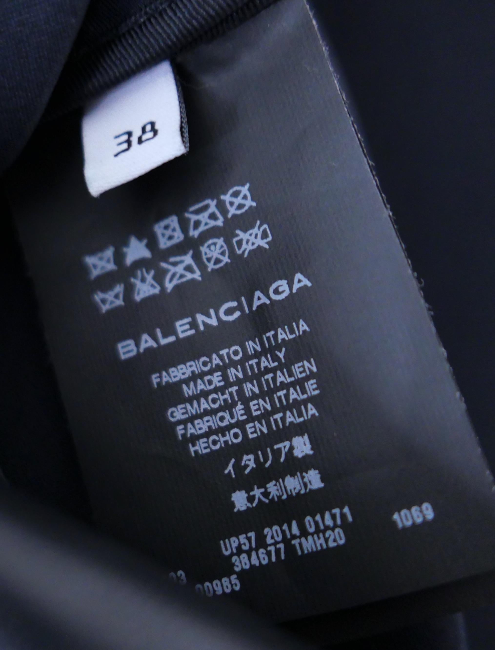 Balenciaga Patch Pocket Black Leather A-Line Dress 2