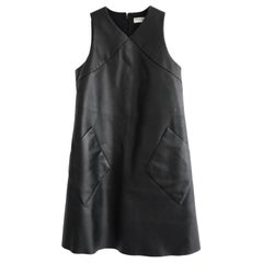 Balenciaga Patch Pocket Black Leather A-Line Dress