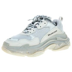 Balenciaga Pearl Grey Mesh And Leather Triple S Low Top Sneakers Size 41