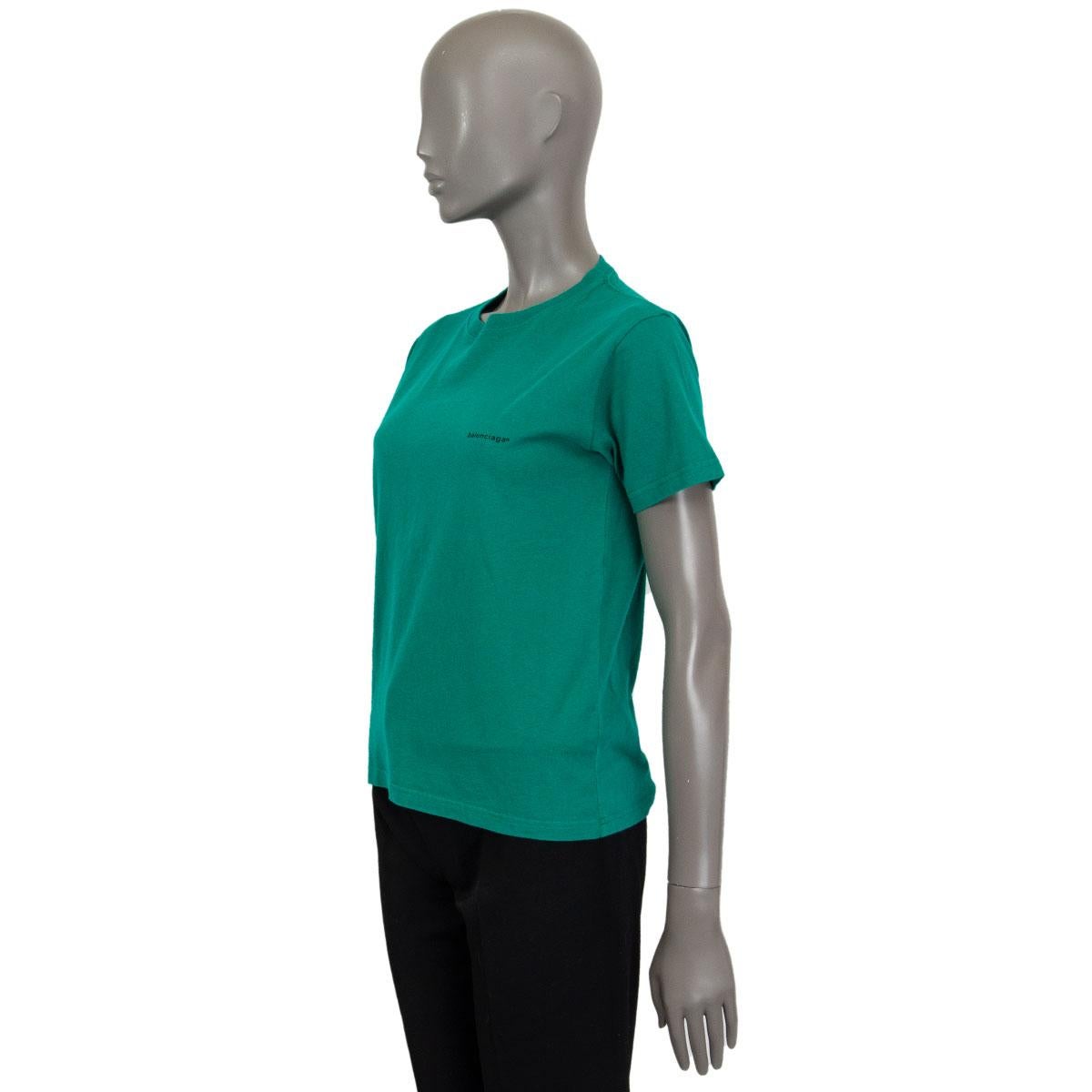 Vert BALENCIAGA - T-shirt logo en coton vert pétrole, taille M en vente