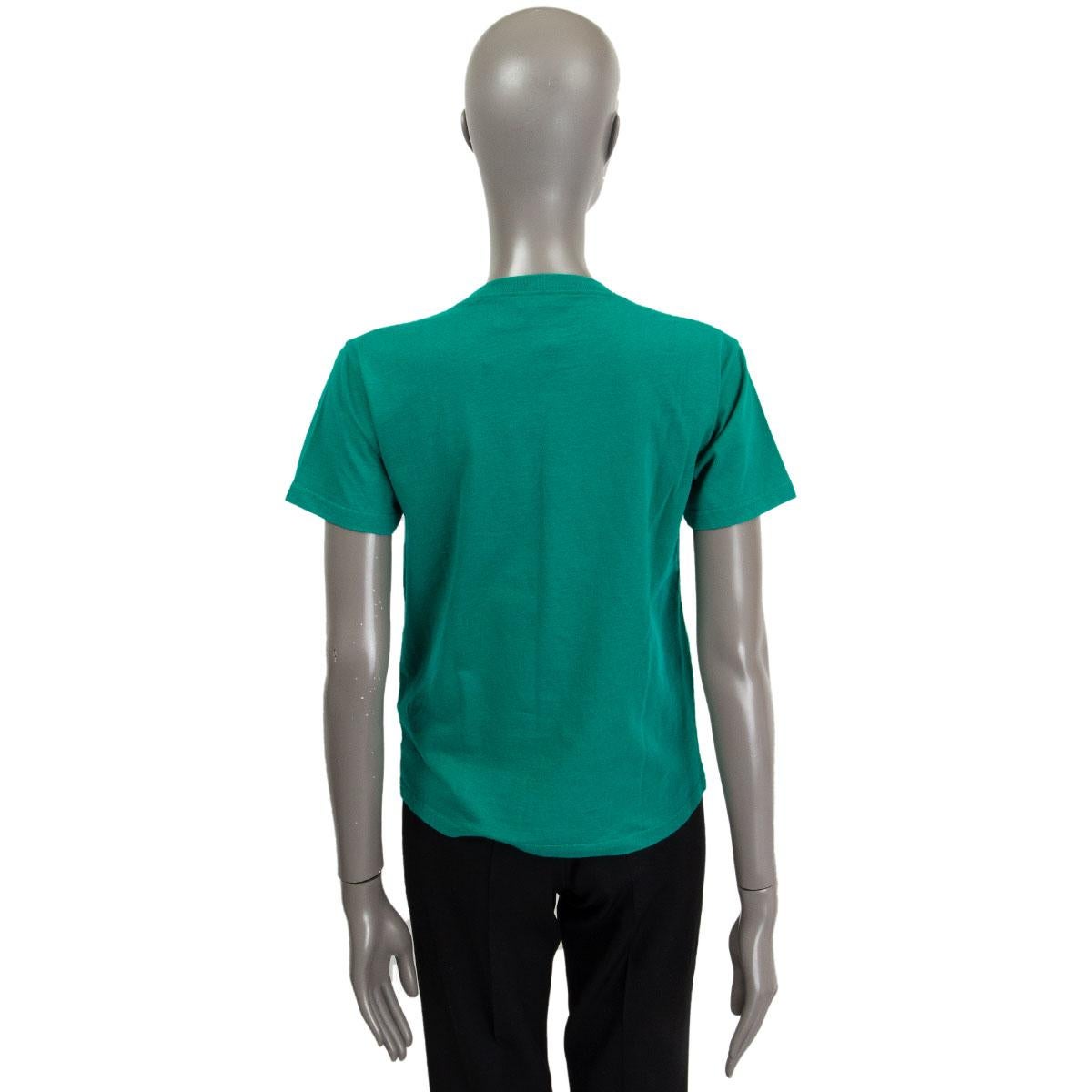 BALENCIAGA - T-shirt logo en coton vert pétrole, taille M Excellent état - En vente à Zürich, CH