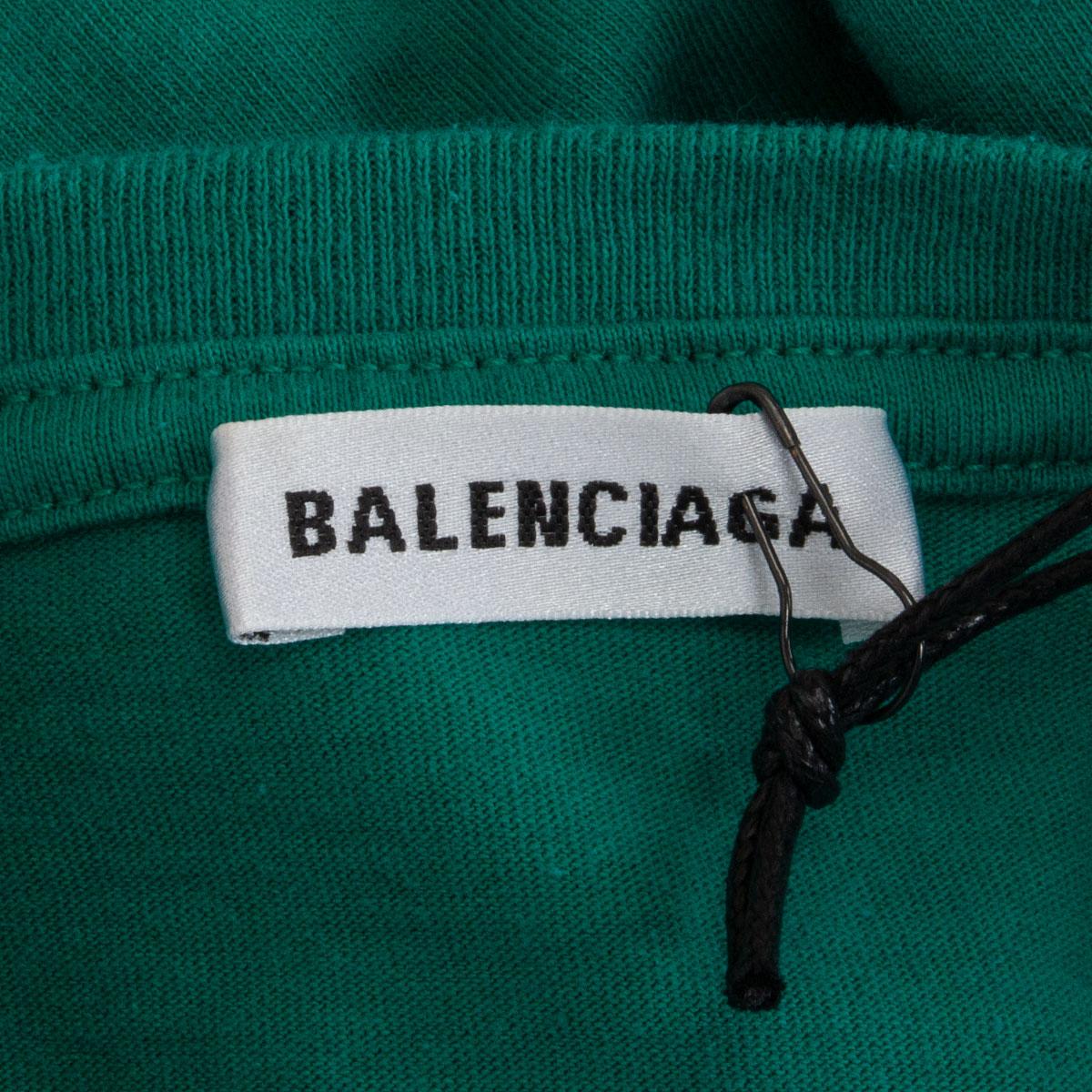 BALENCIAGA - T-shirt logo en coton vert pétrole, taille M Pour femmes en vente