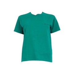 BALENCIAGA - T-shirt logo en coton vert pétrole, taille M