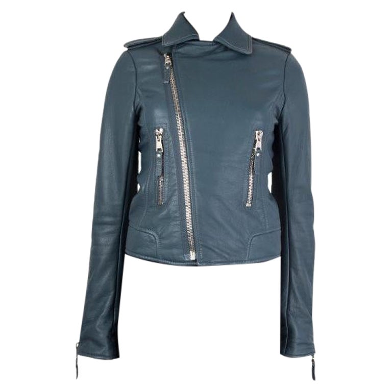 BALENCIAGA petrol leather BIKER Jacket 38 S