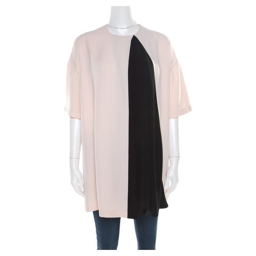 Balenciaga Pink and Black Inverted Pleat Detail Tunic S For Sale