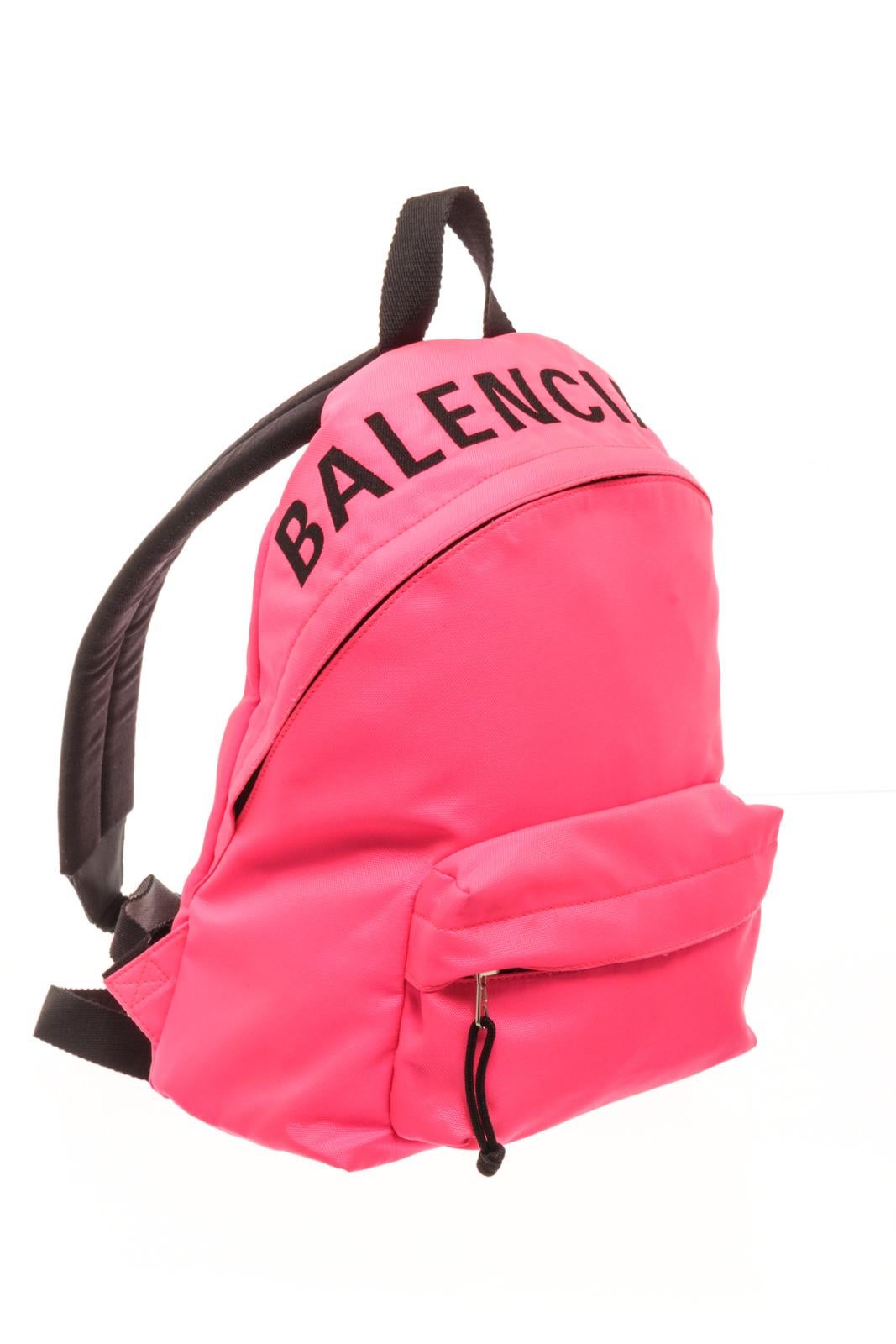 Balenciaga Pink Canvas Mini Backpack with graphic print silver-tone hardware flat handle & dual adjustable shoulder straps single exterior pocket nylon lining & dual interior pockets zip closure.

880246MSC