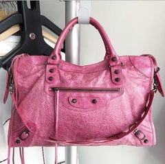 Balenciaga Pink Classic Motocross City Bag